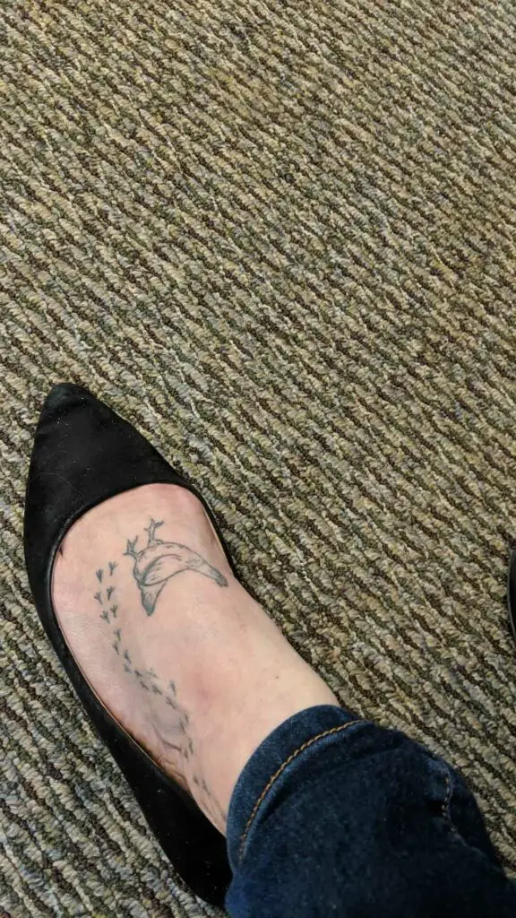 Chicken Tattoo On Left Foot