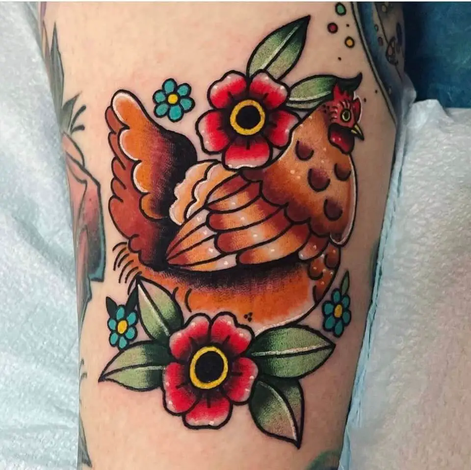 Chicken Tattoo on Right Arm