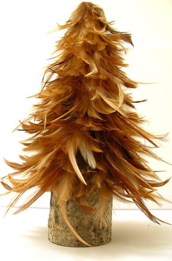Christmas Tree with chicken feathers craft
